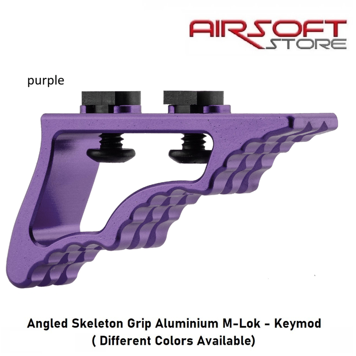 Angled Skeleton Grip Aluminium M-Lok - Keymod Purple