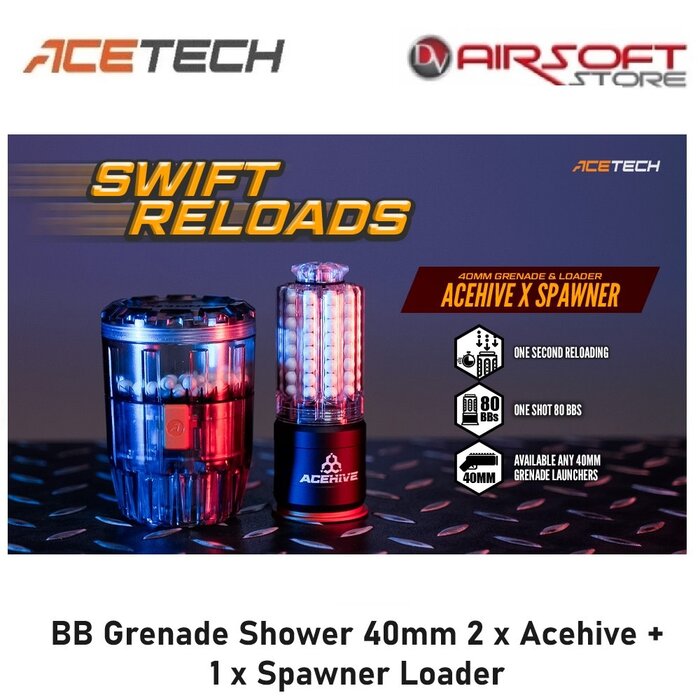 ACETECH BB Grenade Shower 40mm 2 x Acehive + 1 x Spawner Loader