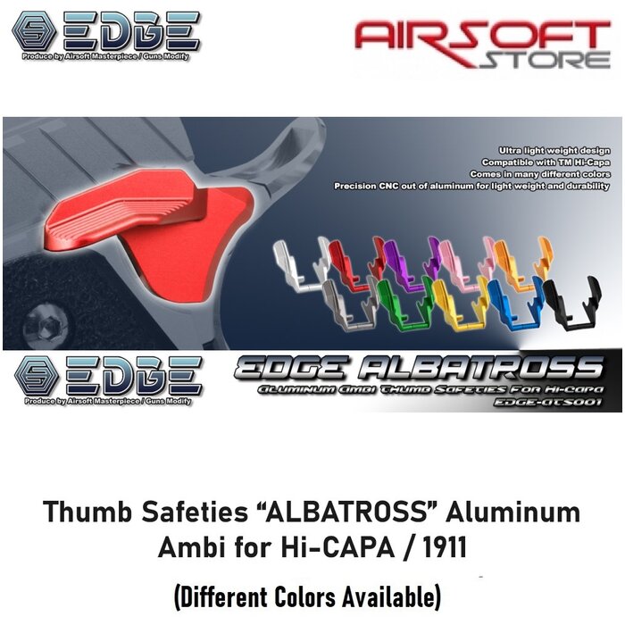 EDGE Thumb Safeties “ALBATROSS” Aluminum Ambi for Hi-CAPA / 1911