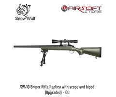 Snow Wolf SW-10 Sniper Rifle Replica with scope and bipod (Upgraded) - OD