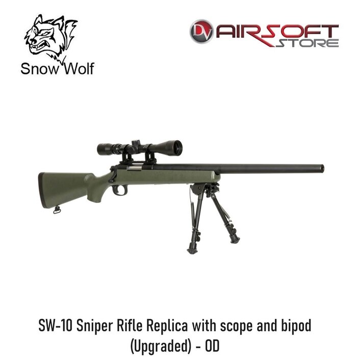 Snow Wolf SW-10 Sniper Rifle Replica with scope and bipod (Upgraded) - OD