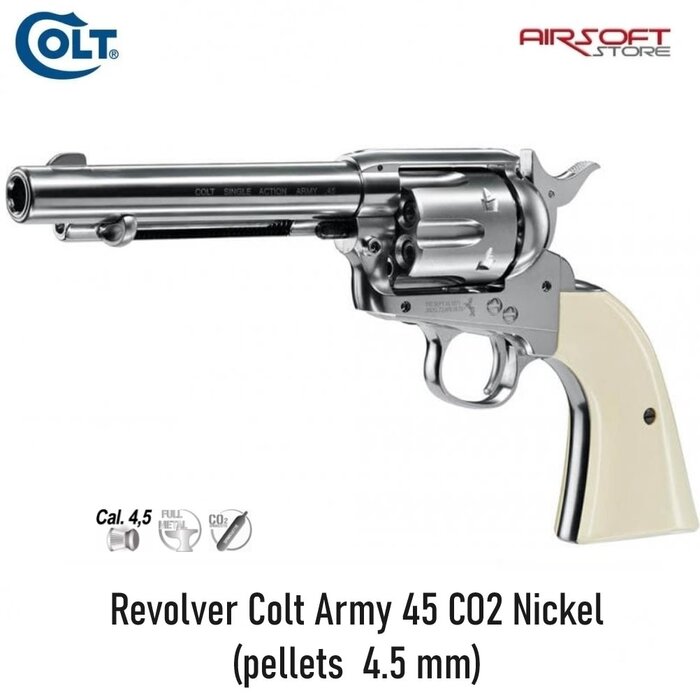 Colt Revolver Colt Army 45 CO2 Nickel (pellets  4.5 mm)