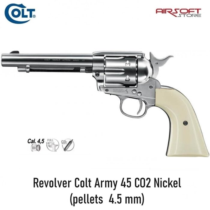 Colt Revolver Colt Army 45 CO2 Nickel (pellets  4.5 mm)