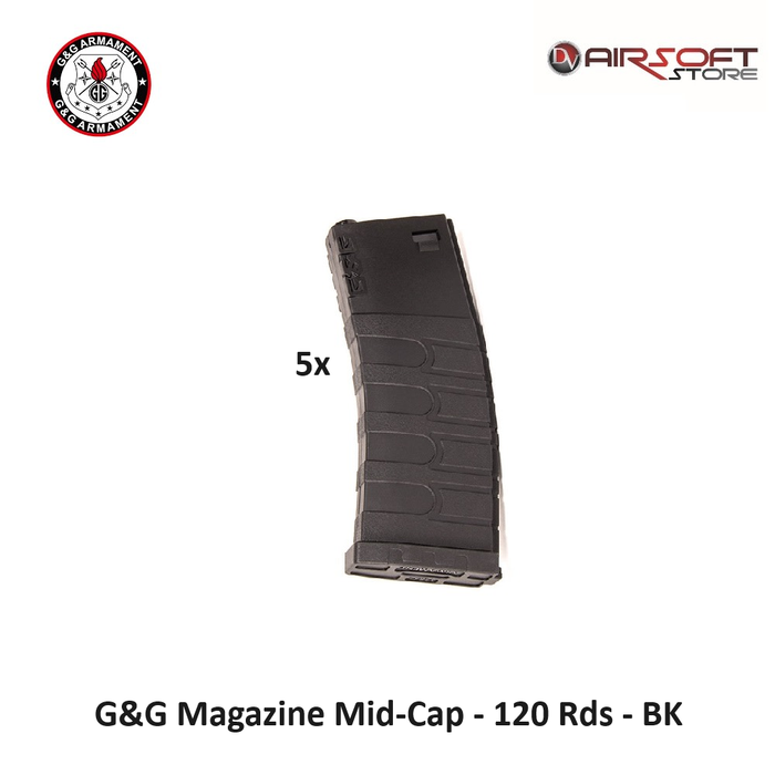 G&G Magazine Mid-Cap - 120 Rds - BK - 5pcs