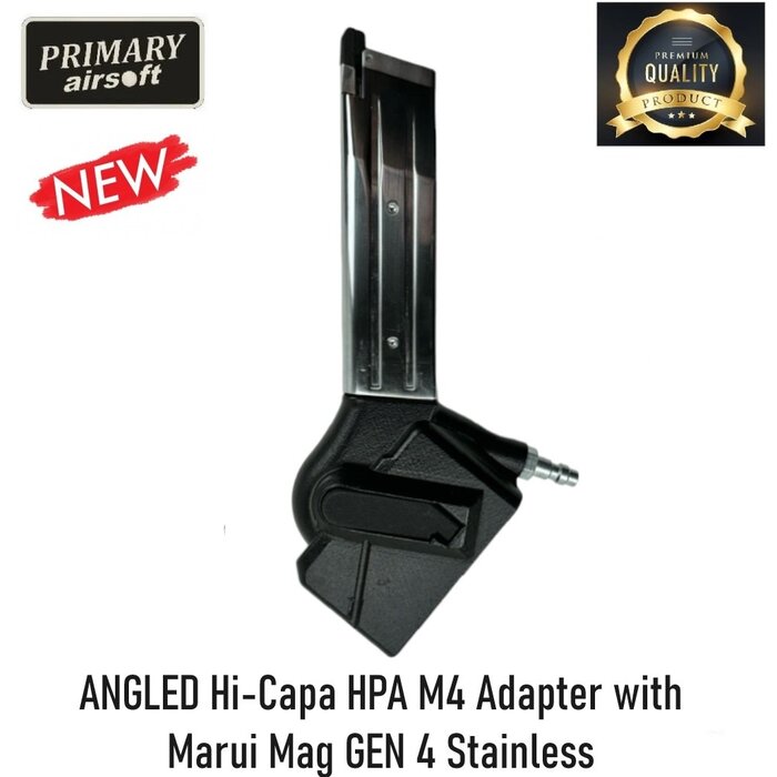 Primary Airsoft ANGLED Hi-Capa HPA M4 Adapter with Marui Mag GEN 4 Stainless