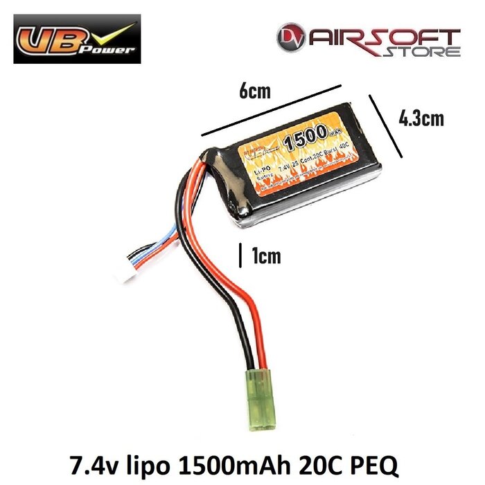 VB Power 7.4v lipo 1500mAh 20C PEQ