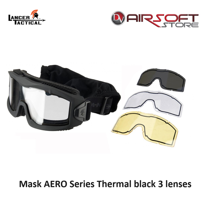 Lancer Tactical Goggle AERO Series Thermal black 3 lenses