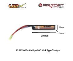 VB Power 11.1V 1000mAh Lipo 20C Stick Type Tamiya