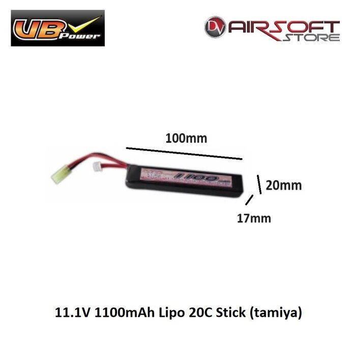 VB Power 11.1V 1100mAh Lipo 20C Stick (tamiya)