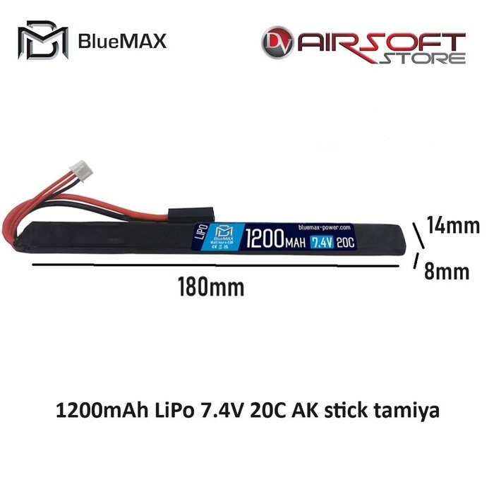 BLUEMAX 1200mAh LiPo 7.4V 20C AK stick tamiya