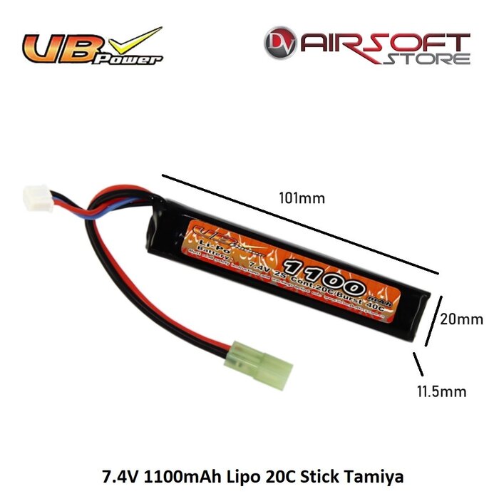 VB Power 7.4V 1100mAh Lipo 20C Stick Tamiya