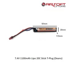 VB Power 7.4V 1100mAh Lipo 20C Stick T-Plug (Deans)