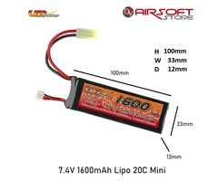 VB Power 7.4V 1600mAh Lipo 20C Mini Tamiya
