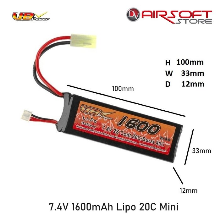 VB Power 7.4V 1600mAh Lipo 20C Mini Tamiya