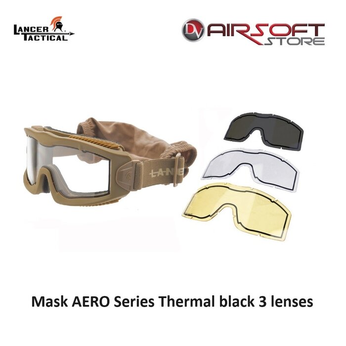 Lancer Tactical Goggle AERO Series Thermal black 3 lenses