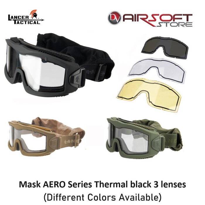 Lancer Tactical Goggle AERO Series Thermal black 3 lenses