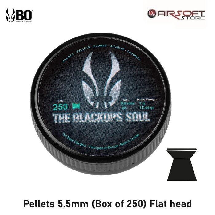 Black OPS Pellets 5.5mm (Box of 250) Flat head