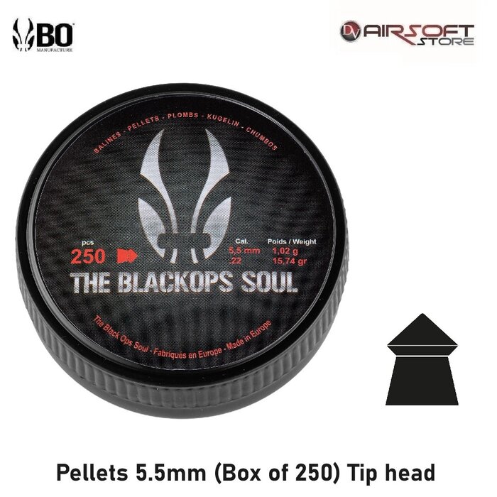 Black OPS Pellets 5.5mm (Box of 250) Tip head