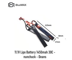 BLUEMAX 11.1V Lipo Battery 1450mah 30C - nunchuck - Deans