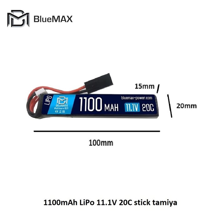 BLUEMAX 1100mAh LiPo 11.1V 20C stick tamiya