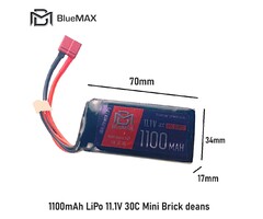 BLUEMAX 1100mAh LiPo 11.1V 30C Mini Brick deans