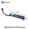 BLUEMAX 1100mAh LiPo 7.4V 20C stick deans