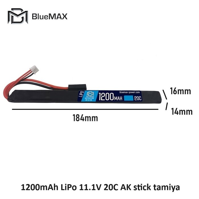 BLUEMAX 1200mAh LiPo 11.1V 20C AK stick tamiya