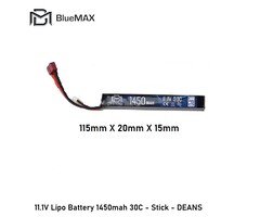 BLUEMAX 1450mAh LiPo 11.1V 30C stick deans
