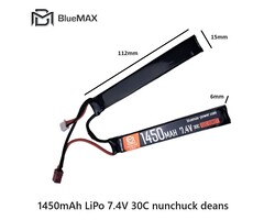 BLUEMAX 1450mAh LiPo 7.4V 30C nunchuck deans