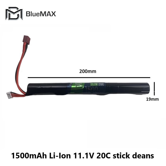 BLUEMAX 1500mAh Li-Ion 11.1V 20C stick deans
