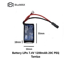 BLUEMAX Battery LiPo 7.4V 1200mAh 20C PEQ Tamiya