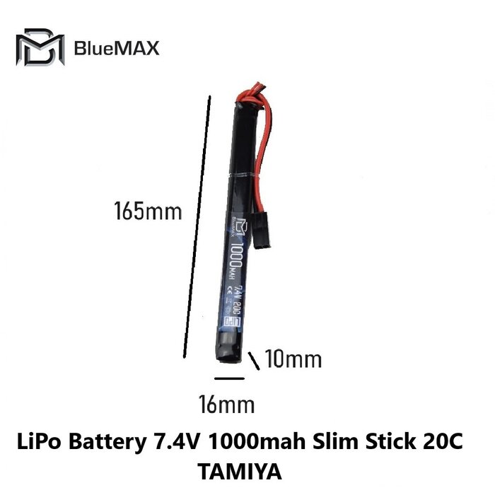 BLUEMAX LiPo Battery 7.4V 1000mah Slim Stick 20C TAMIYA