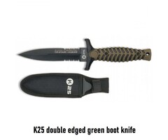 K25 double edged green boot knife