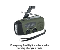 Fosco Industries Emergency flashlight + solar + usb + turning charger + radio