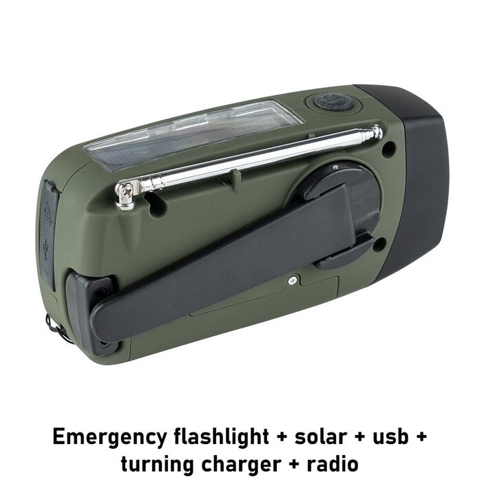 Fosco Industries Emergency flashlight + solar + usb + turning charger + radio