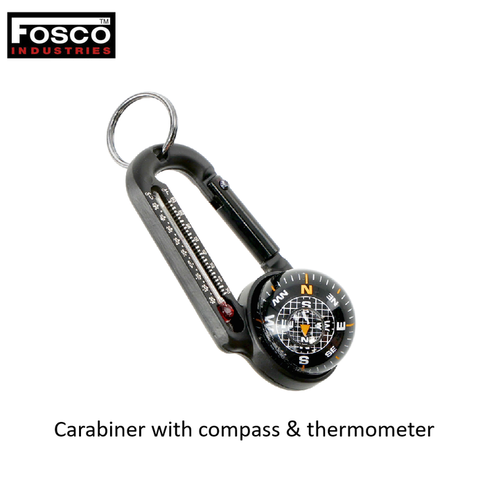 Fosco Industries Carabiner with compass & thermometer
