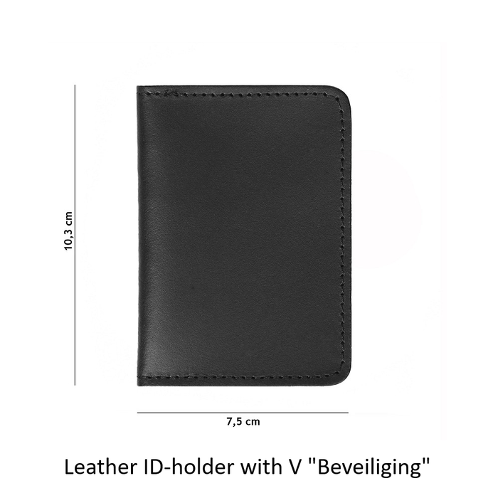 ----- Leather ID-holder with V "Beveiliging"