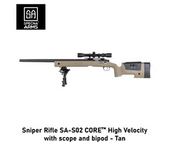 Specna Arms Sniper Rifle SA-S02 CORE™ High Velocity with scope and bipod - Tan
