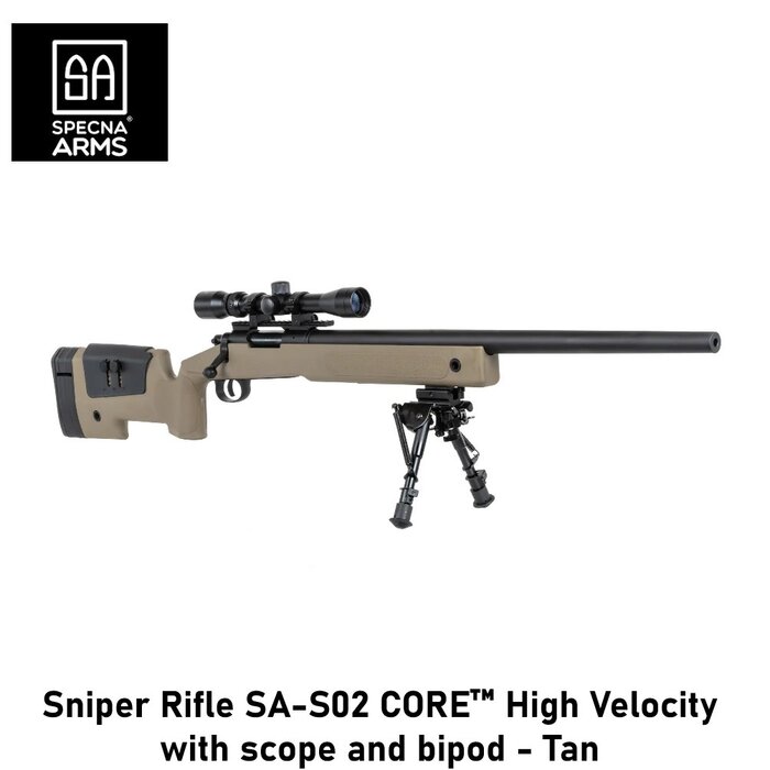 Specna Arms Sniper Rifle SA-S02 CORE™ High Velocity with scope and bipod - Tan
