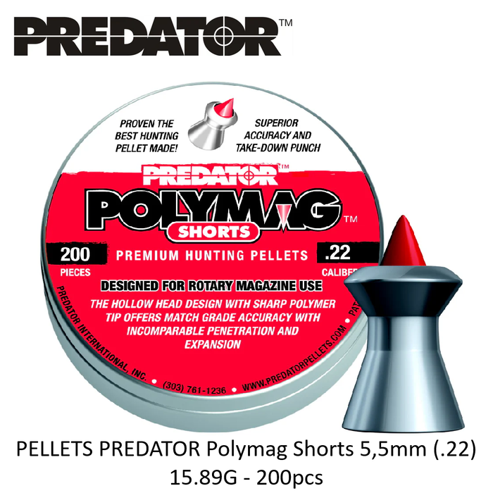 Predator PELLETS PREDATOR Polymag Shorts 5,5mm (.22) 15.89G - 200pcs