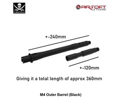 PIRATE ARMS M4 Outer Barrel approx 240mm + 120mm (Black)