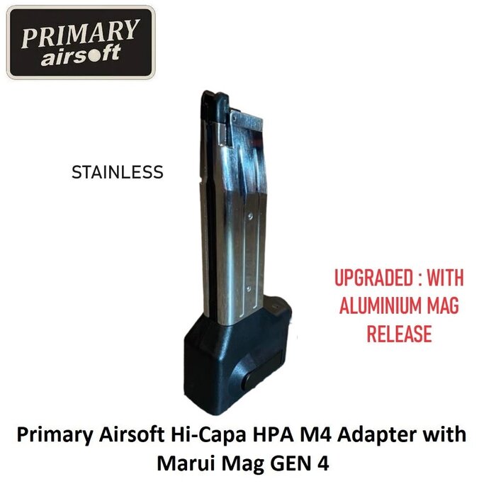Primary Airsoft Hi-Capa HPA M4 Adapter with Marui Mag GEN 4 Stainless