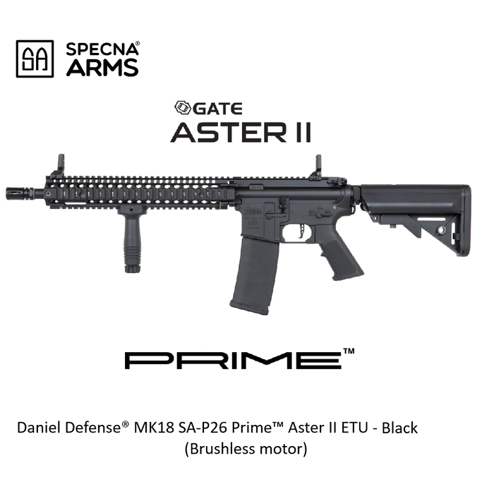Specna Arms Daniel Defense® MK18 SA-P26 Prime™ Aster II ETU Carbine - Black (Brushless Motor)