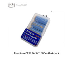 BLUEMAX Premium CR123A 3V 1600mAh 4-pack
