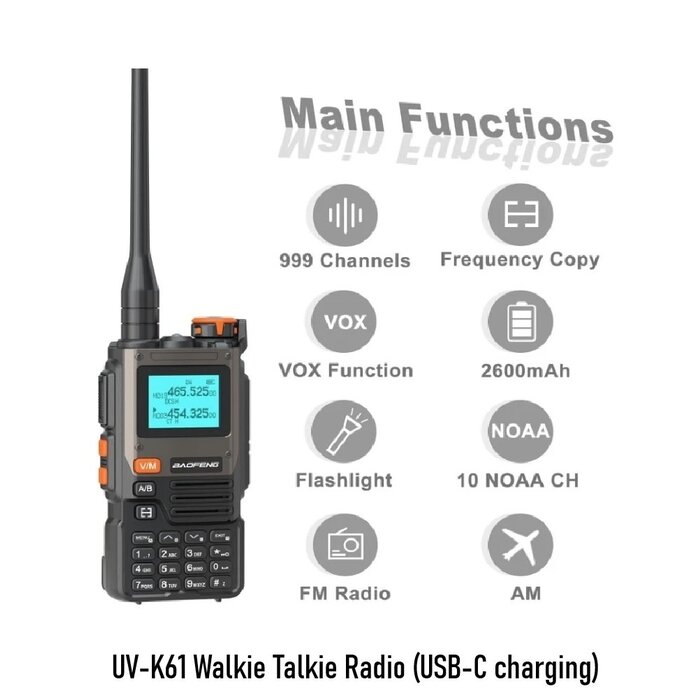 Baofeng UV-K61 Walkie Talkie Radio (USB-C charging)