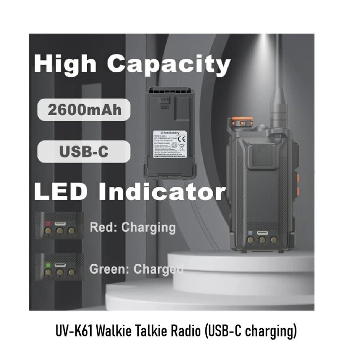 Baofeng UV-K61 Walkie Talkie Radio (USB-C charging)