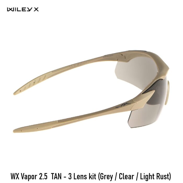 WileyX WX Vapor 2.5  TAN - 3 Lens kit (Grey / Clear / Light Rust)