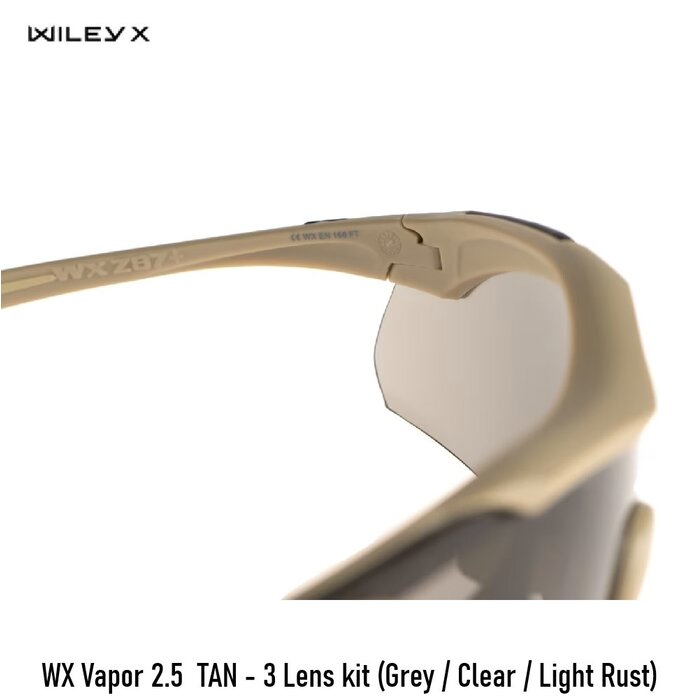 WileyX WX Vapor 2.5  TAN - 3 Lens kit (Grey / Clear / Light Rust)