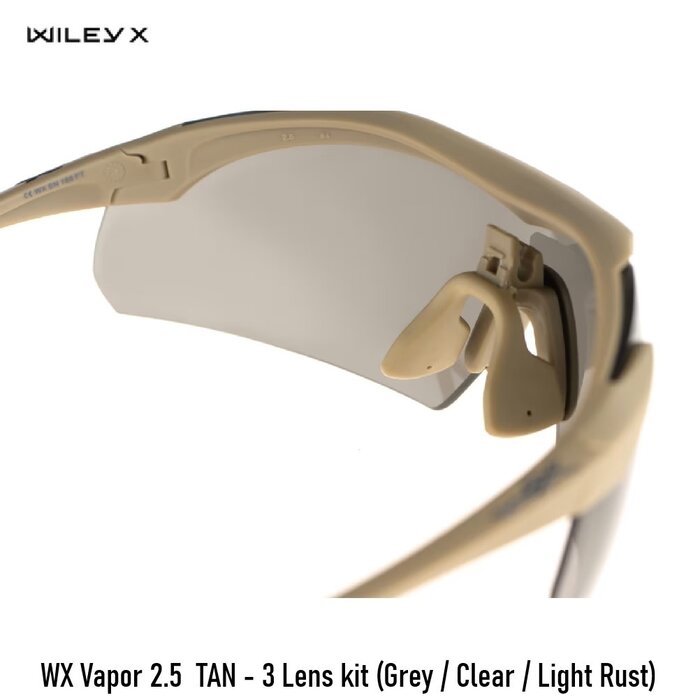 WileyX WX Vapor 2.5  TAN - 3 Lens kit (Grey / Clear / Light Rust)
