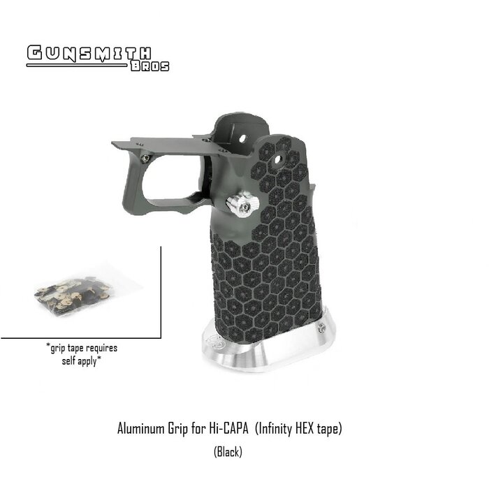 Gunsmith Bros Aluminum Grip for Hi-CAPA  (Infinity HEX tape)